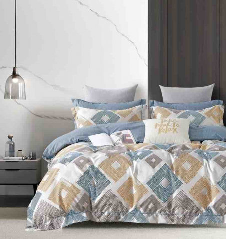 Lenjerii de Pat 1 Persoana Bumbac finet - lenjerie-pat-jojo-home-geometrica-bej-bleu-gri.jpg