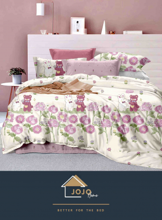 Lenjerii de Pat 1 Persoana Bumbac finet - lenjerie-pat-jojo-home-ursuleti-flori-roz.jpg