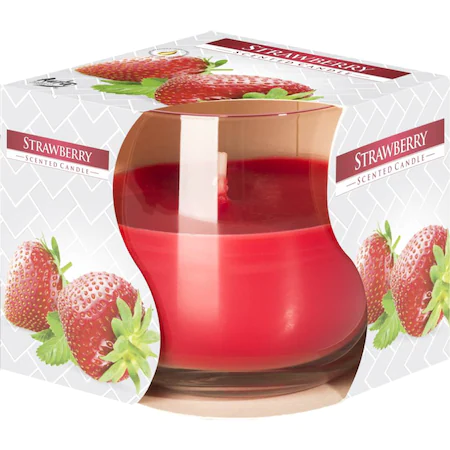 Lumanari parfumate - Lumanare Parfumata in Pahar de Sticla Strawberry, Parfum de Capsuni