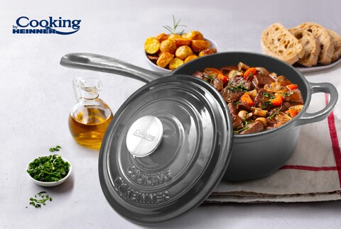 Oale si Cratite - Cratita cu capac Marble, Cooking by Heinner, 19x9 cm, 1.8L, fonta emailata