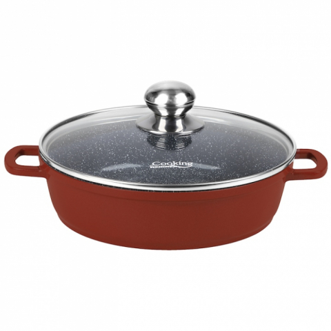 Oale si Cratite - CALABRIA CRATITA JOASA ALUMINIU CU CAPAC STICLA 36x9.5CM 8.8L