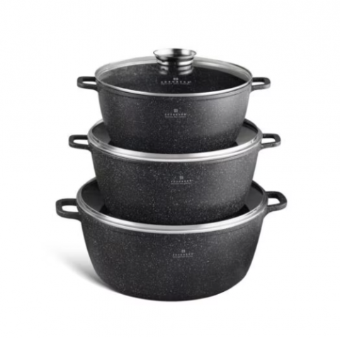 Oale si Cratite - EDENBERG SET CRATITE 6PCS CERAMICA+CAPAC STICLA+PROTECTIE SILICON