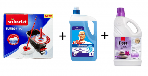 PACHETE PROMOTIONALE - Pachet Mop Vileda + Mr. Proper + detergent pardoseli