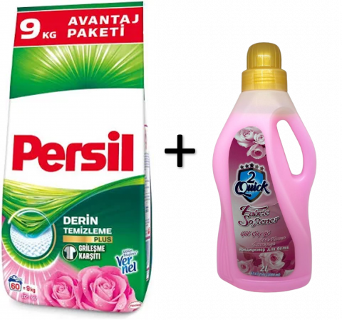 Spalare si Intretinere rufe - Persil 9kg Pudra Rose + Balsam Quick 2L Rose
