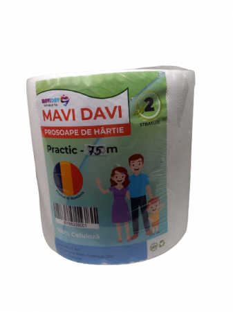 Prosoape de Hartie Mavi Davi - 75m (675gr; 20gr/m2; 2 straturi;100% celuloza) - Putere mare de absorbtie - Copie [1]
