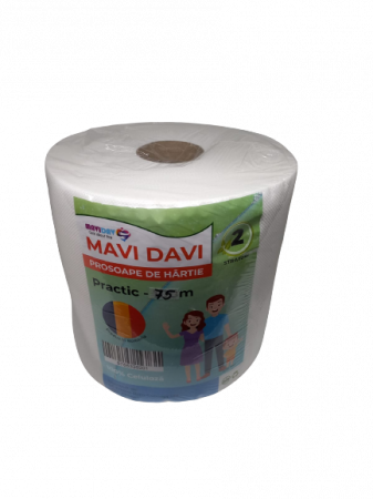 Prosoape si servetele de hartie - Prosoape de Hartie Mavi Davi - 75m (675gr; 20gr/m2; 2 straturi;100% celuloza) - Putere mare de absorbtie - Copie