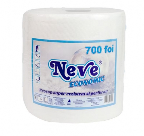 Prosoape si servetele de hartie - Prosop de bucatarie Neve Economic 2 straturi alb, 700 foi, 161m 1 rola