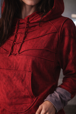 Rochie sport casual dama rosie cu gluga [2]