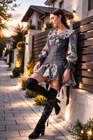 Rochie Mini cu Corset si Imprimeu Paisley | Stil Romantic Modern [1]