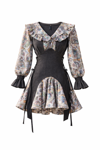 Rochie Mini cu Corset si Imprimeu Paisley | Stil Romantic Modern [3]