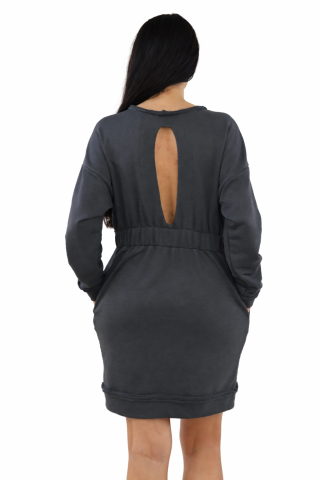 Rochie dama neagra – Design modern cu decupaj elegant la spate [1]