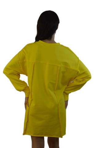Rochie dama oversized galbena cu snur lateral reglabil [0]