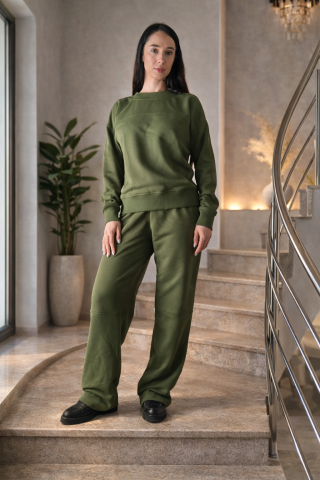 Imbracaminte dama - Trening dama verde casual cu bluza si pantaloni