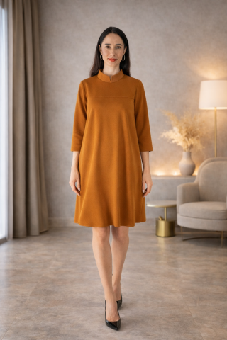 Imbracaminte dama - Rochie eleganta dama caramiziu minimalist
