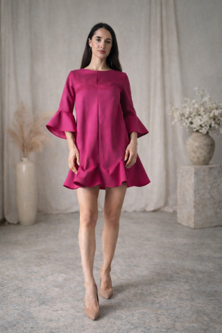 Imbracaminte dama - Rochie eleganta dama fucsia cu volane