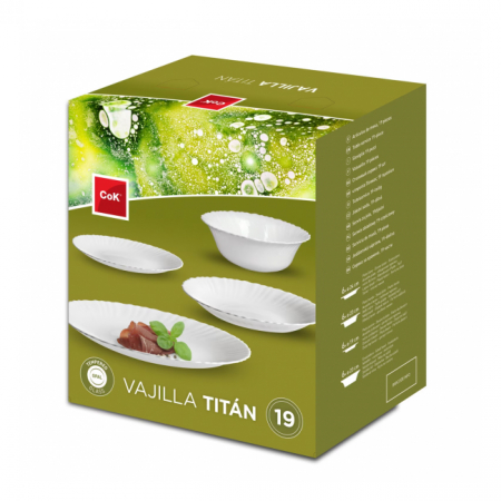 Set Vase - SERVICIU SET DE MASA OPAL ALB 19 PIESE TITAN COK