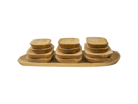 Bucatarie - Set 13 platouri din lemn de arin pentru servire, 60x24x2.5cm