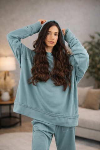 Trening dama bleu casual – Set modern cu hanorac oversized [2]