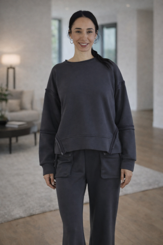 Imbracaminte dama - Trening dama negru – Set casual modern cu pantaloni evazati