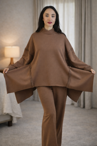 Imbracaminte dama - Trening dama maro – Set casual premium cu bluza oversized