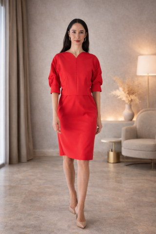 Imbracaminte dama - Rochie eleganta dama rosie midi