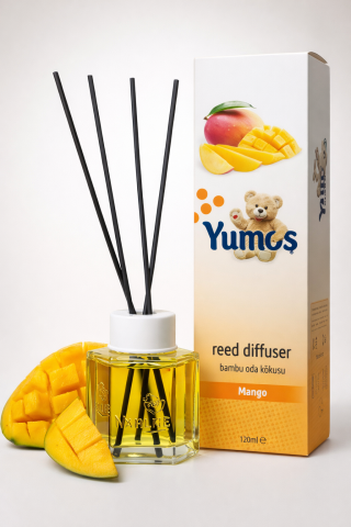 Odorizant de camera Yumos 120ml - Difuzor de camera Yumcos Mango 120 ml cu betisoare parfumate