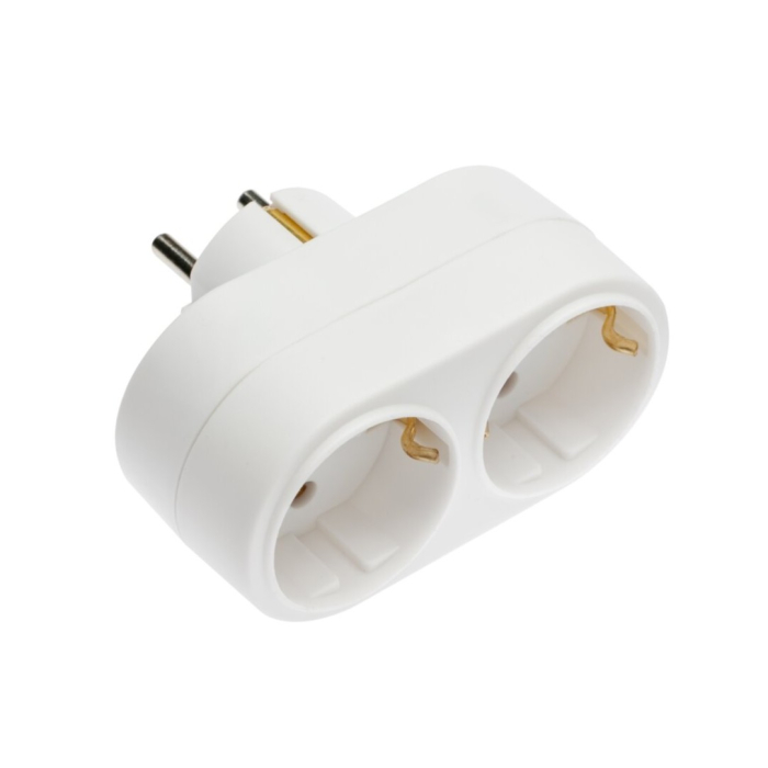 Adaptor dublu GTV pentru priză, cu 2 prize Schuko, alb [2]
