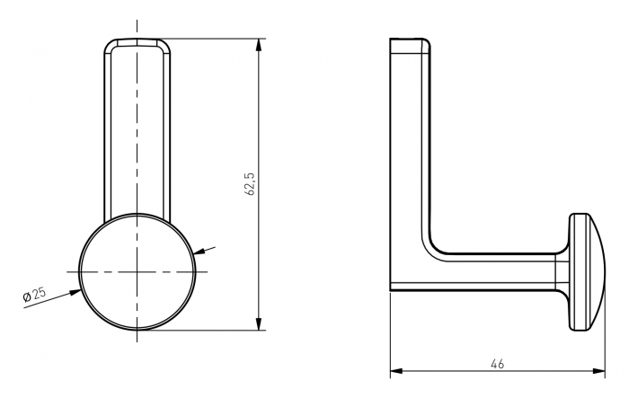 Agatatoare cuier Arco, finisaj negru mat GT, 62.58x25x46 mm [7]