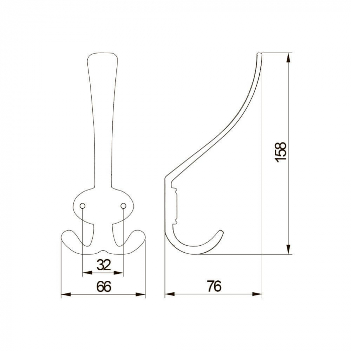 Agatatoare cuier Coruna, finisaj argint antichizat GT, 158x66 mm [3]