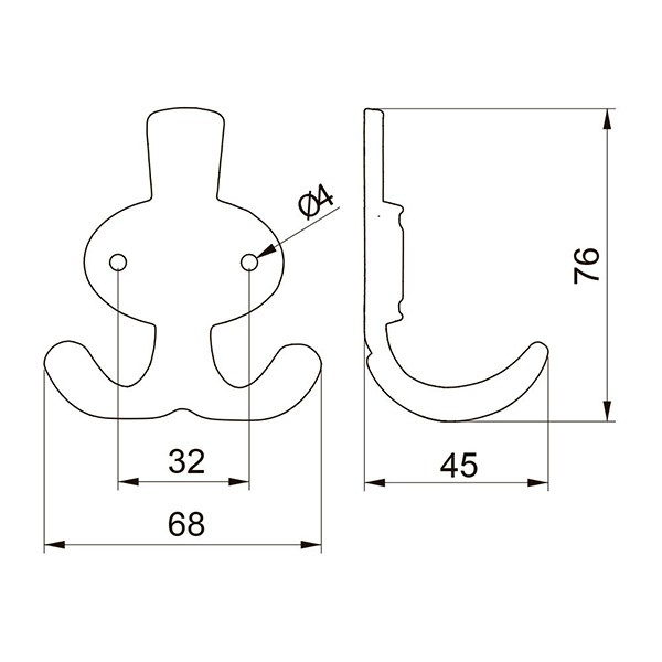 Agatatoare cuier Coruna, finisaj negru mat GT, 76x68 mm [2]