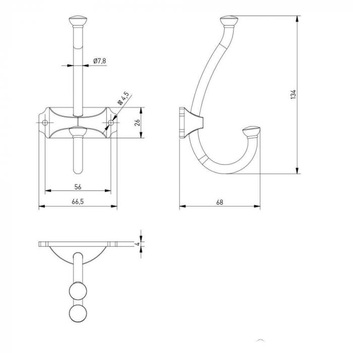 Agatatoare cuier Craft, finisaj argint antichizat GT, 134x66.5 mm [2]