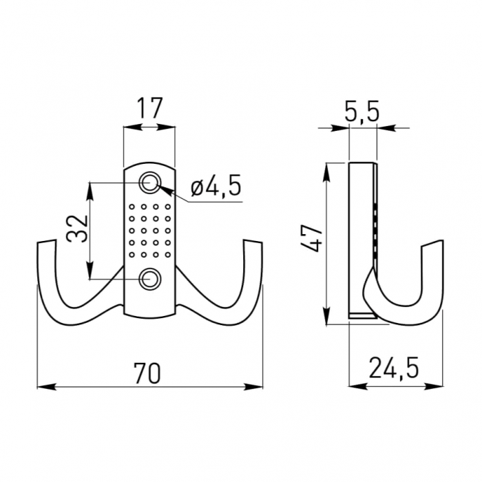 Agatatoare cuier K23 cu model, finisaj negru GT, 47x70 mm [2]