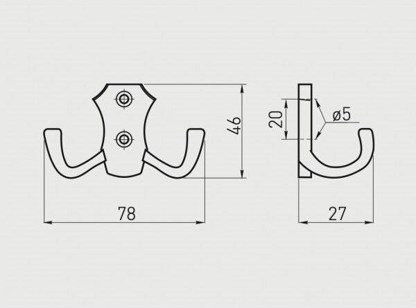 Agatatoare cuier K24, finisaj alama lustruita GT, 46x78 mm [2]