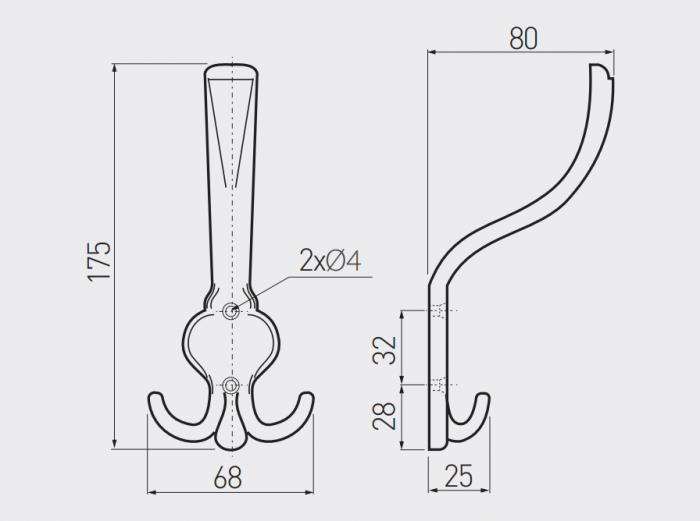 Agatatoare cuier Orvieto, finisaj alama antichizata periata GT, 175x68 mm [2]