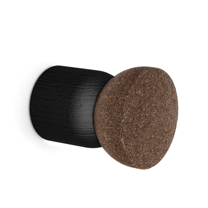 Agatatoare cuier Piece, finisaj negru mat lacuit/pluta, 48x64 mm [1]