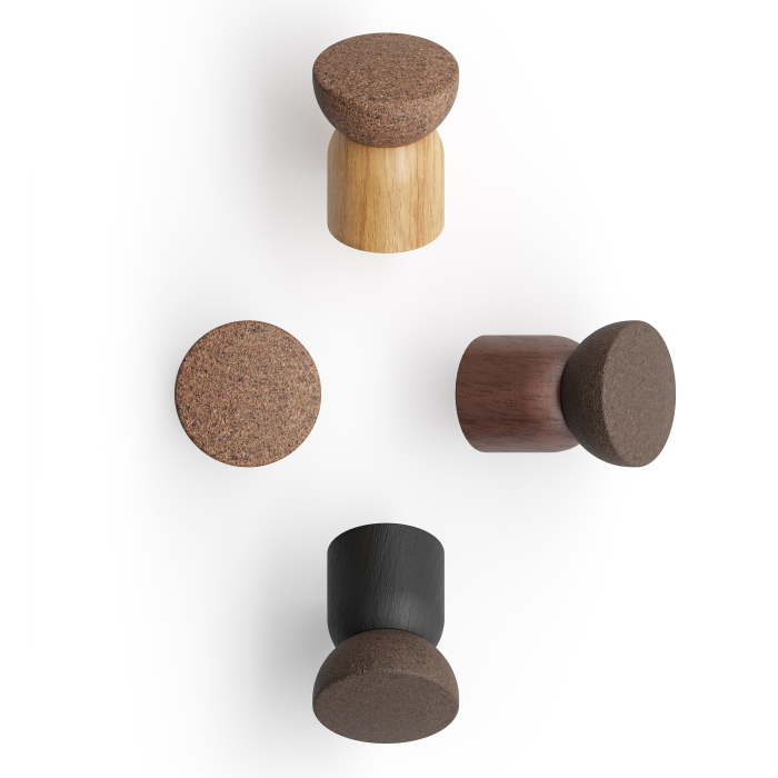 Agatatoare cuier Piece, finisaj negru mat lacuit/pluta, 48x64 mm [5]