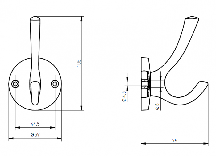 Agatatoare cuier Rhino, finisaj negru mat GT, 105x59x75 mm [7]