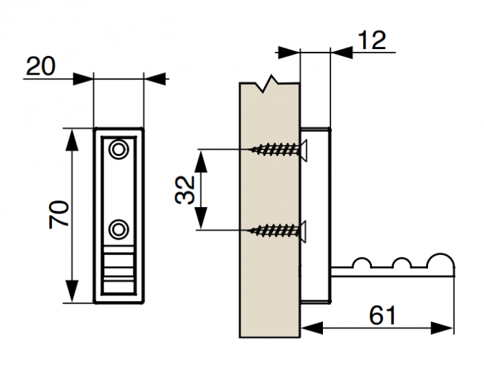 Agatatoare cuier Riex XV44, finisaj nichel periat, 70x20x12 mm [3]