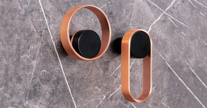 Agatatoare cuier rotunda Orbit, finisaj negru mat/cupru periat, 75x45 mm [2]