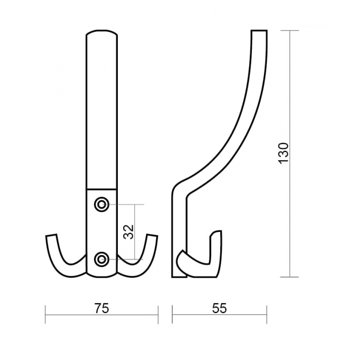 Agatatoare cuier tripla FCH-09, finisaj alb [5]