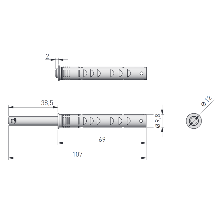 Amortizor bumper incastrat cu adaptor si magnet pentru usa mobilier, alb, L:107 mm [3]