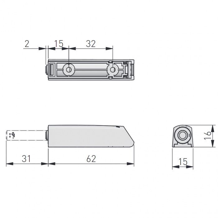 Amortizor bumper incastrat cu adaptor si magnet pentru usa mobilier, alb, L:93 mm [5]