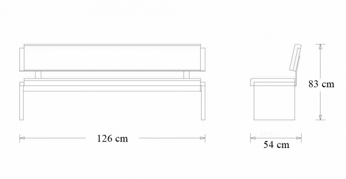Banca cu spatar Two, finisaj stejar, 126x54x83 cm [2]