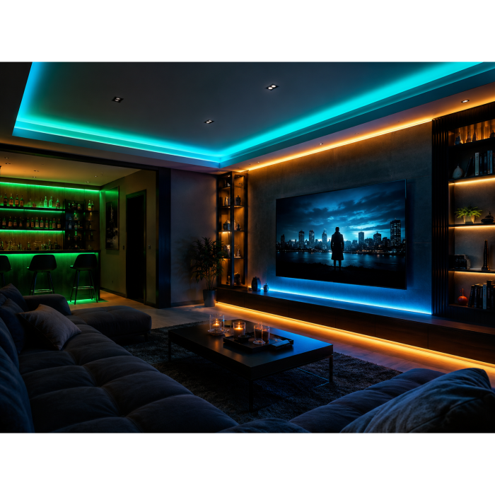 Bandă LED COB Gel Free GTV, lumină RGB, 840 LED/m, 24V, IP20, 5 m [3]