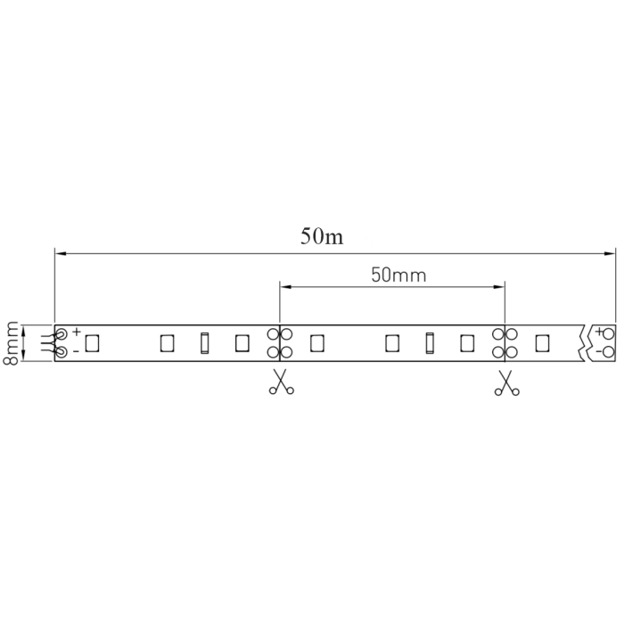 Bandă LED Flash GTV, lumină neutră, 60 LED/m, 750 lm/m, 6 W/m, 12V, IP20, 50 m [5]