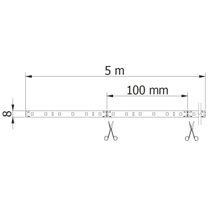 Bandă LED Flash GTV, lumină neutră, 60 LED/m, 780 lm/m, 12 W/m, 24V, IP20, 5 m [6]