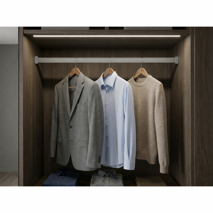 Bară haine rectangulară Adinor, gri, aluminiu, 200 cm [3]