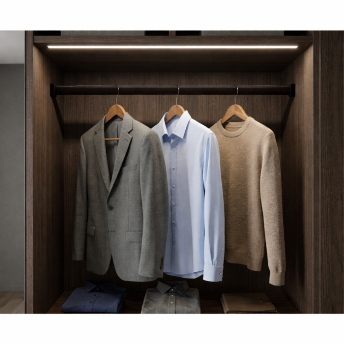 Bară haine rectangulară Adinor, maro moka, aluminiu, 200 cm [2]