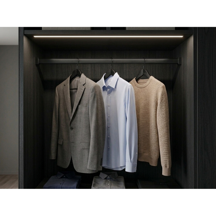 Bară haine rectangulară Adinor, negru mat, aluminiu, 200 cm [2]