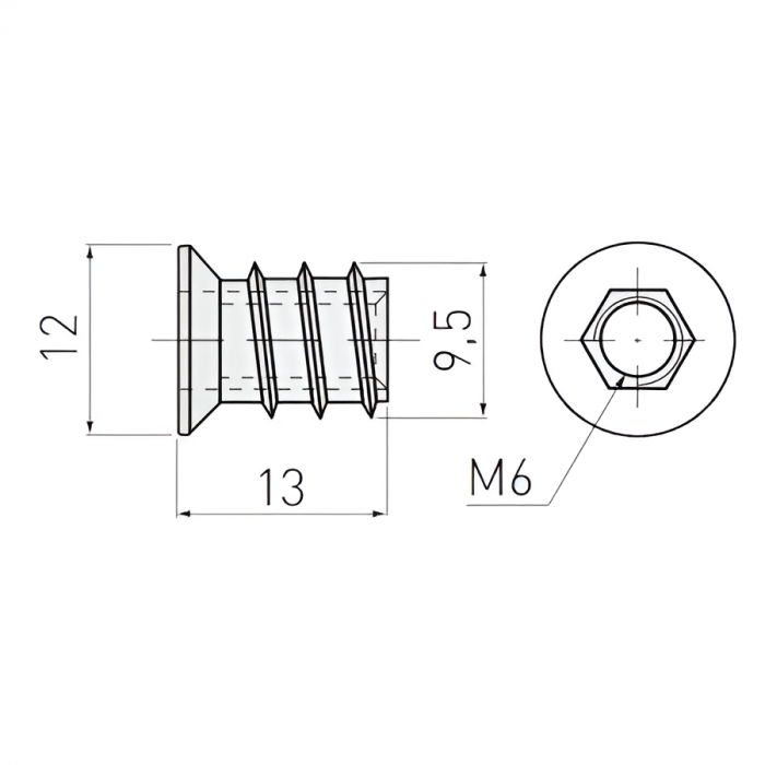 Bucsa dublu filetata M6, H:13 mm [2]